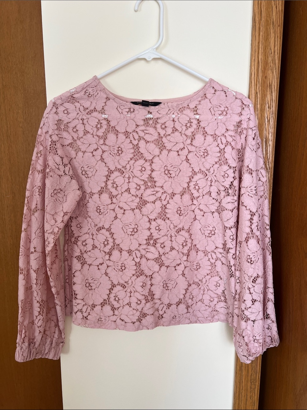 Women's Lace Long-Sleeve Top - Pink